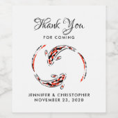 Schwarz-Rot-Japanisch-Koi-Hochzeit Weinetikett (Einzelnes Label)