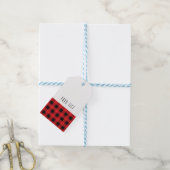 Schwarz Rot Kariert Buffalo Schachbrett Muster Mod Geschenkanhänger (Mit Garn)