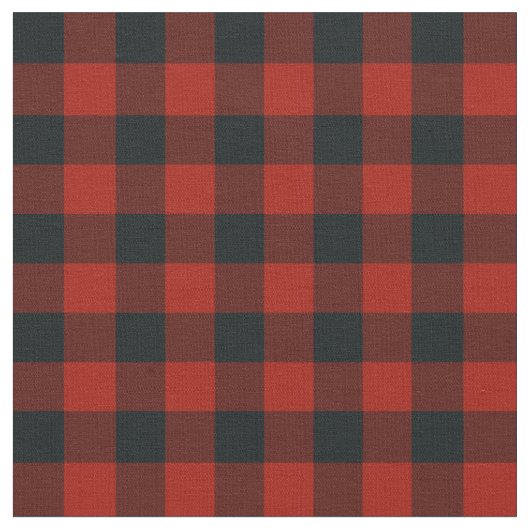 Schwarz & Rot kariert Büffel Plaid rustikal Stoff (Nahaufnahme)