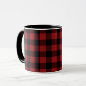 Schwarz-Rot-Kariert-Scheckkaffee-Tasse - Moderne Tasse (Vorderseite Links)