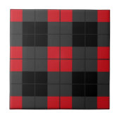 Schwarz-Rot-Karierter Karo Keramik Tile Fliese (Vorderseite)