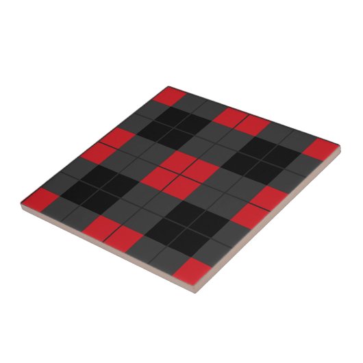 Schwarz-Rot-Karierter Karo Keramik Tile Fliese (Seite)