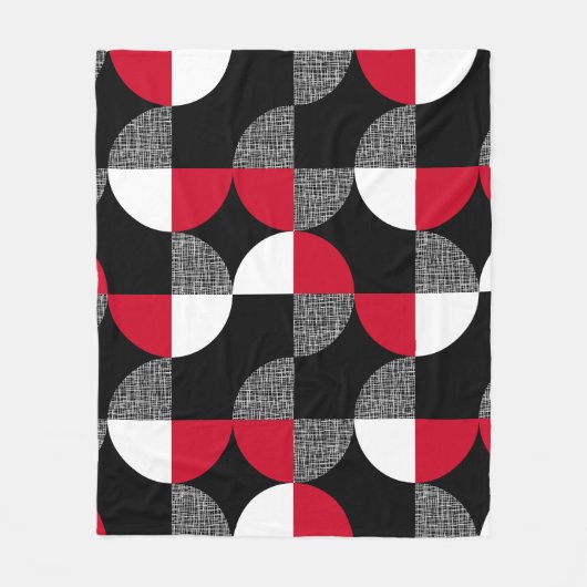 Schwarz, rot, kariertes geometrisches Muster. Fleecedecke (Vorderseite)
