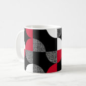 Schwarz, rot, kariertes geometrisches Muster. Kaffeetasse (Vorderseite Links)