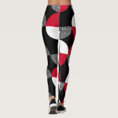Schwarz, rot, kariertes geometrisches Muster. Leggings (Rückseite)