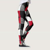 Schwarz, rot, kariertes geometrisches Muster. Leggings (Rechts)