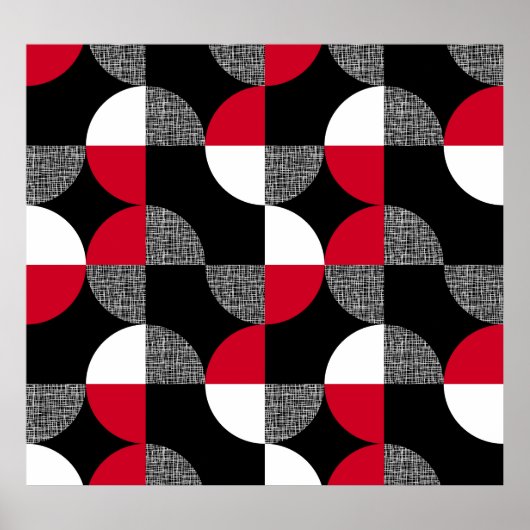Schwarz, rot, kariertes geometrisches Muster. Poster (Vorne)