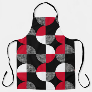Schwarz, rot, kariertes geometrisches Muster. Schürze