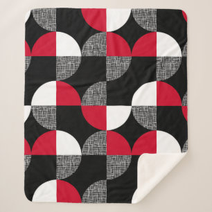 Schwarz, rot, kariertes geometrisches Muster. Sherpadecke