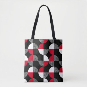 Schwarz, rot, kariertes geometrisches Muster. Tasche