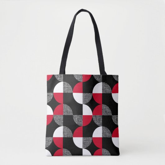 Schwarz, rot, kariertes geometrisches Muster. Tasche (Vorderseite)