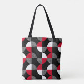 Schwarz, rot, kariertes geometrisches Muster. Tasche (Rückseite)