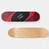 Schwarz-rot-kariertes Muster und gewellte Linien Skateboard (Horizontal)