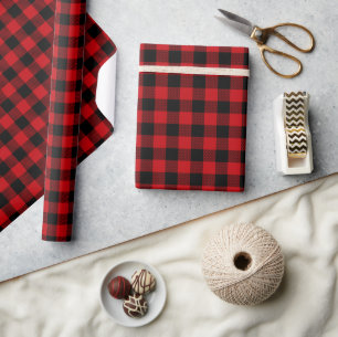 Schwarz-Rot-Karo-Muster Geschenkpapier