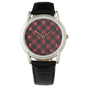 Schwarz-Rot-Karo-Uhr Armbanduhr