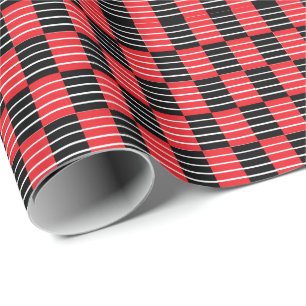 Schwarz-Rot-Karo und Streifen  Geschenkpapier