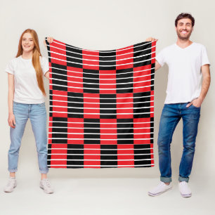 Schwarz-Rot-Karos und Streifen Fleecedecke