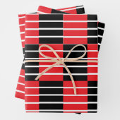 Schwarz-Rot-Karos und Streifen Geschenkpapier Set (Beispiel)