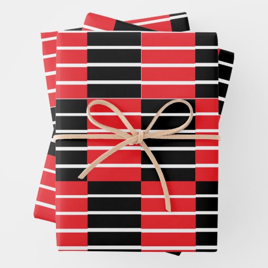 Schwarz-Rot-Karos und Streifen Geschenkpapier Set (Beispiel)