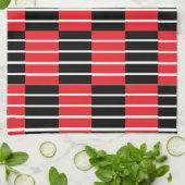 Schwarz-Rot-Karos und Streifen-Muster Geschirrtuch (Gefaltet)