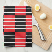 Schwarz-Rot-Karos und Streifen-Muster Geschirrtuch (Viertel Falte)