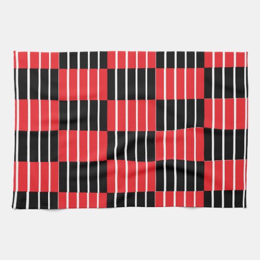 Schwarz-Rot-Karos und Streifen-Muster Geschirrtuch (Horizontal)