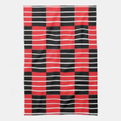 Schwarz-Rot-Karos und Streifen-Muster Geschirrtuch (Vertikal)