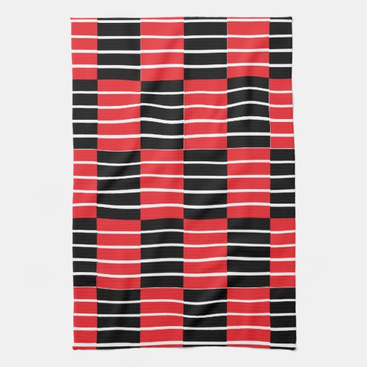 Schwarz-Rot-Karos und Streifen-Muster Geschirrtuch (Vertikal)