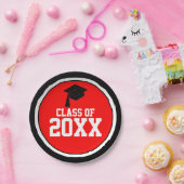 Schwarz-Rot-Klasse-Jahrgangsstufe Pappteller (Party)