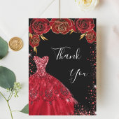 Schwarz-Rot-Kleidung Florieren Glitzer Geburtstag Dankeskarte