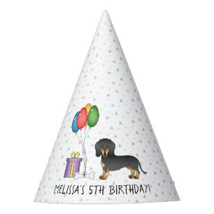 Schwarz-Rot-Kurzhaar-Dachshund-Hund - Geburtstag Partyhütchen