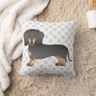 Schwarz-Rot-Kurzhaar-Dachshund-Hund & Pfoten Kissen