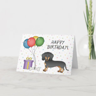 Schwarz-Rot-Kurzhaar-Dackel Frohes Geburtstag Karte