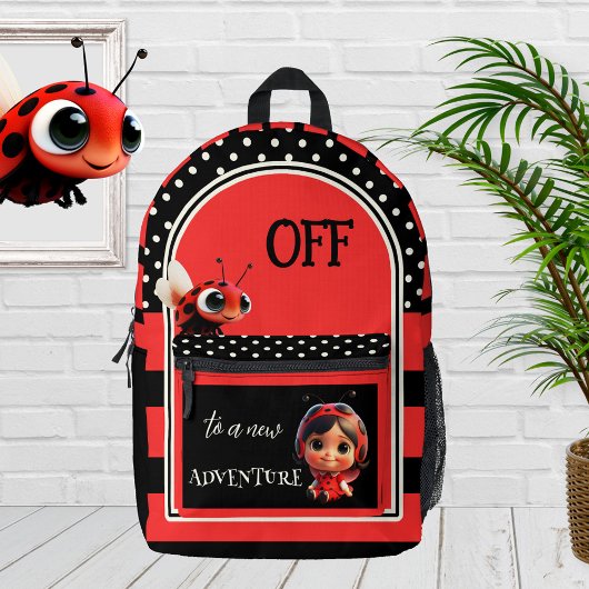Schwarz-Rot-Ladybug Niedliche Kinder Bedruckter Rucksack