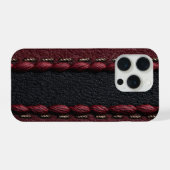 Schwarz-Rot-Ledereffekt iPhone Hülle (Rückseite (Horizontal))