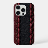 Schwarz-Rot-Ledereffekt iPhone Hülle (Rückseite)