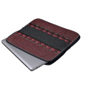 Schwarz-Rot-Ledereffekt Laptopschutzhülle (Vorne Knopf)