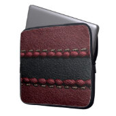 Schwarz-Rot-Ledereffekt Laptopschutzhülle (Vorderseite Links)
