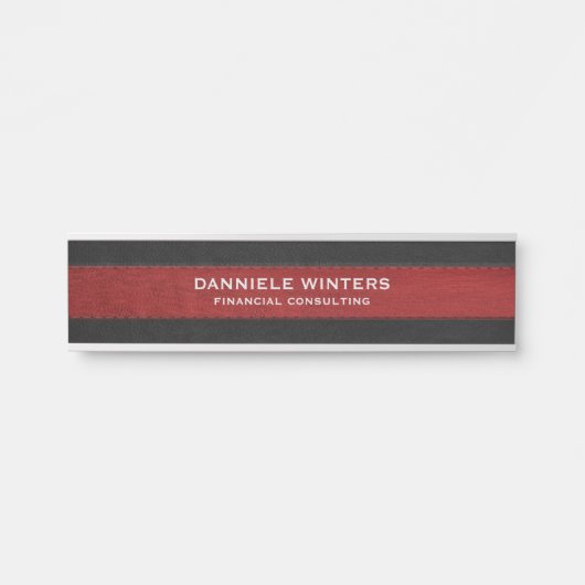 Schwarz-Rot-Ledertextur Türschild (Vorderseite )