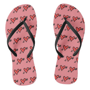 Schwarz/Rot Liebe Flip Flops Badesandalen