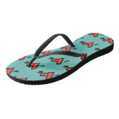 Schwarz/Rot Liebe Flip Flops Badesandalen (Schrägansicht)