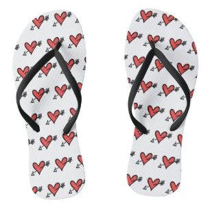 Schwarz/Rot Liebe Flip Flops Badesandalen