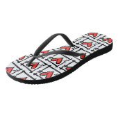 Schwarz/Rot Liebe Flip Flops Badesandalen (Schrägansicht)