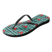 Schwarz/Rot Liebe Flip Flops Badesandalen (Schrägansicht)