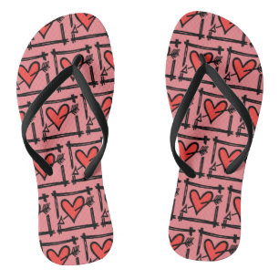 Schwarz/Rot Liebe Flip Flops Badesandalen