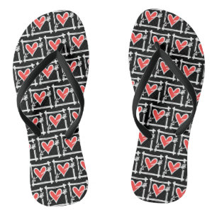 Schwarz/Rot Liebe Flip Flops Badesandalen