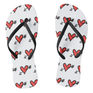 Schwarz/Rot Liebe Flip Flops Badesandalen