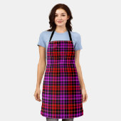 Schwarz Rot Lila Karo Tartan Design Schürze (Getragen)