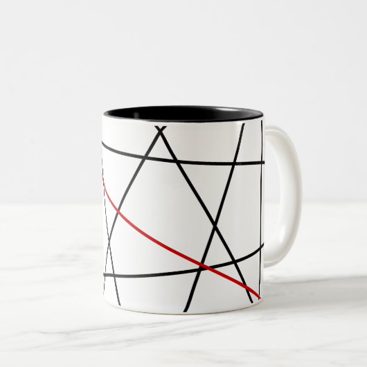 Schwarz-Rot-Linien Zweifarbige Tasse (VorderseiteRechts)