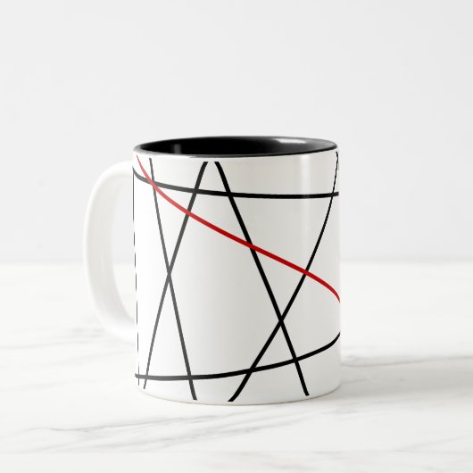 Schwarz-Rot-Linien Zweifarbige Tasse (Vorderseite Links)